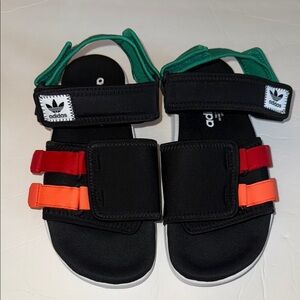 New Adidas Adilette Sandal 4.0 Black Sport with Multi-Strap Design GZ8827 Size 6